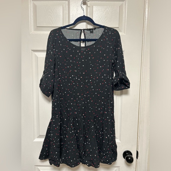 Yumi Kim Black Starts Print Chemise Dress Size Small - Picture 1 of 11